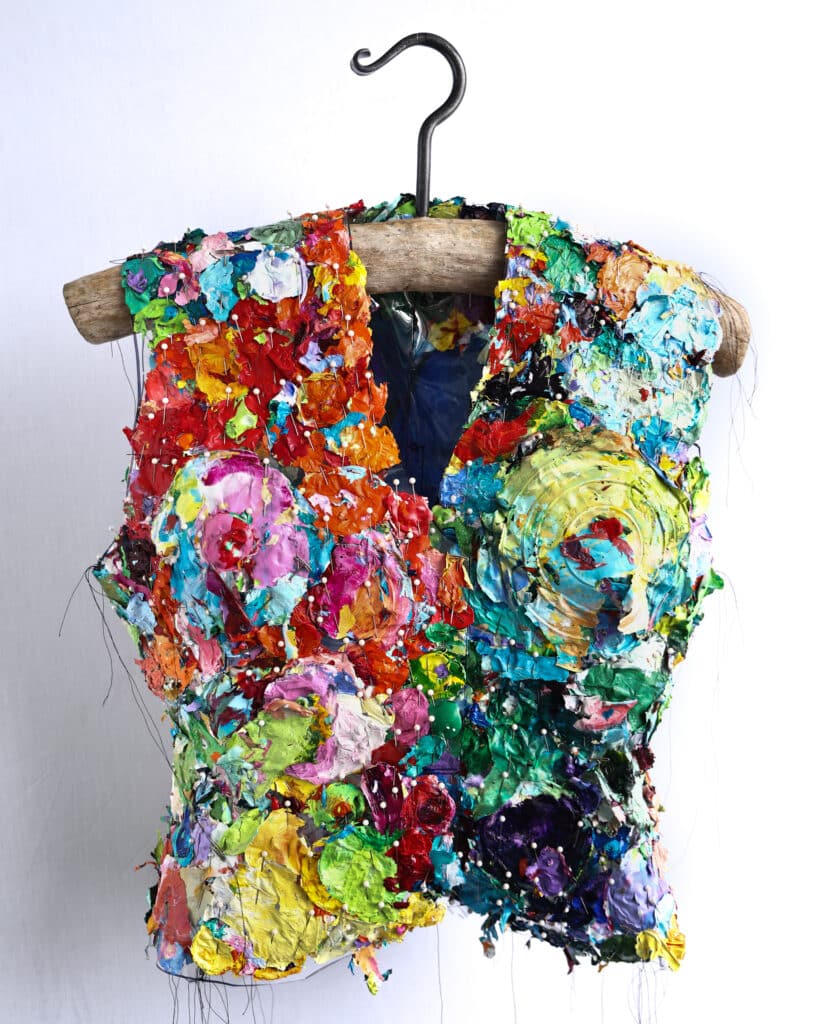 Colourful painted floral vest