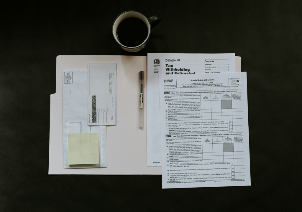 Tax documents and folder
