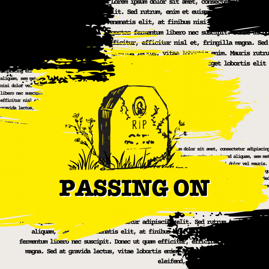 art of headstone, title "Passing On"