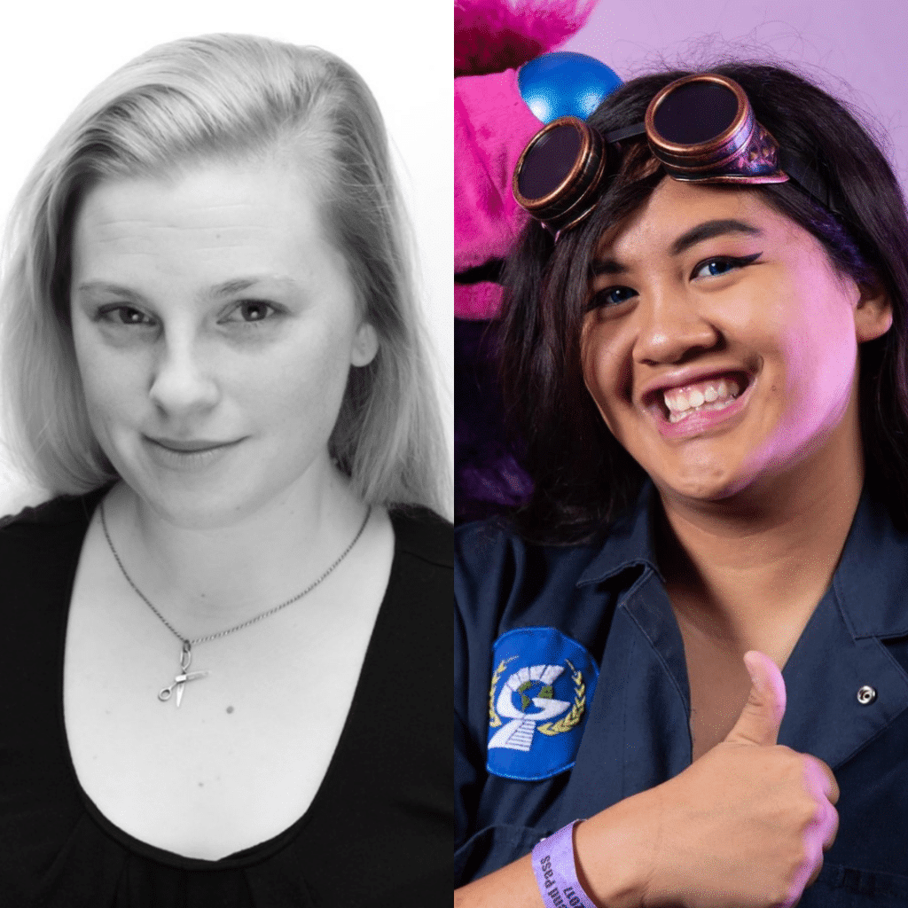 Spliced image of Heather and Emily